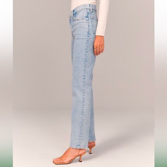 Abercrombie Women Ultra High Rise 90s Straight Jean Criss-Cross Waistband 33 NWT - Picture 3 of 16